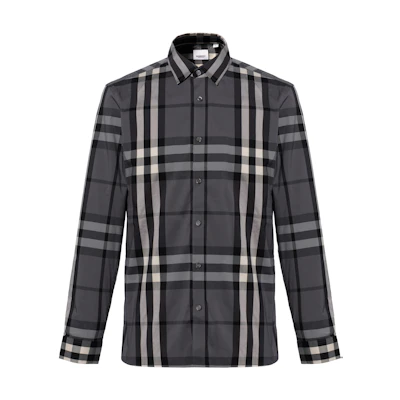 Burberry SS24 Black Checkered Long Sleeve Button-Up Shirt. 80733981