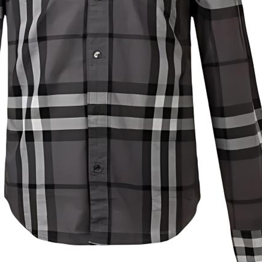 Sizing Burberry SS24 Kemeja Hitam Kotak-Kotak Lengan Panjang. 80733981