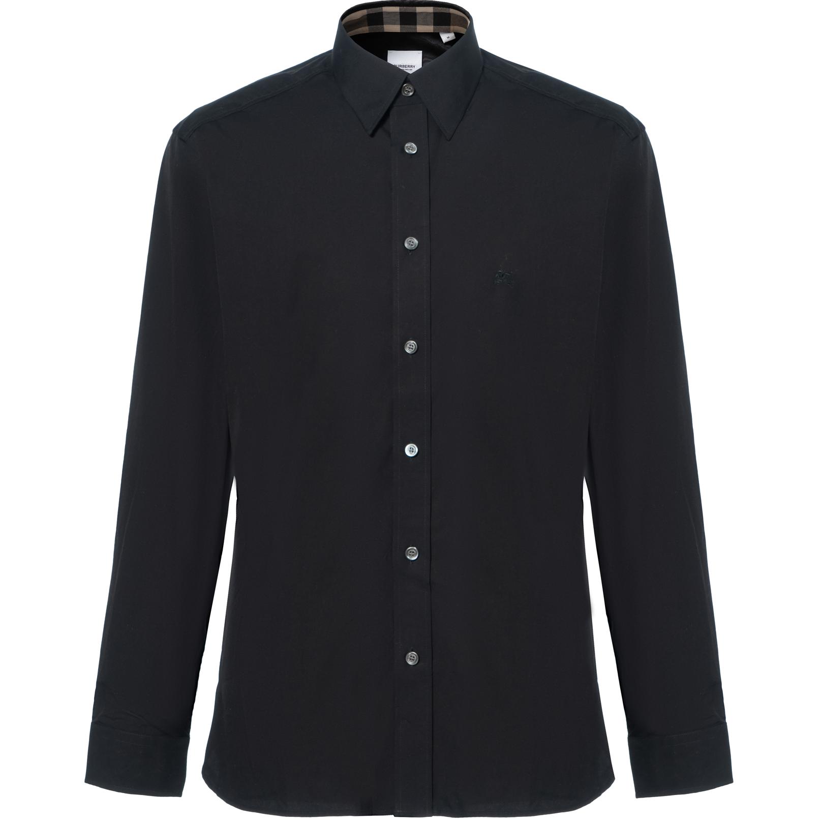 Burberry SS24  Black Classic Check Collar Cuffs Long Sleeve Shirt. 80667631