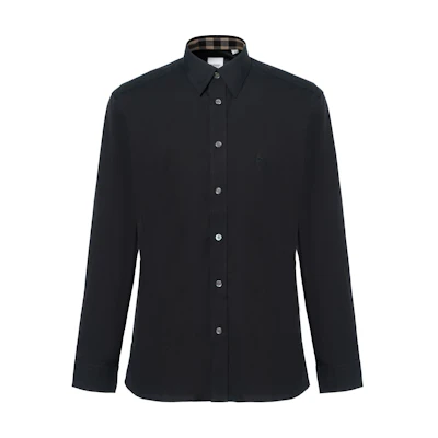 Burberry SS24 Black Classic Check Collar Cuffs Long Sleeve Shirt. 80667631