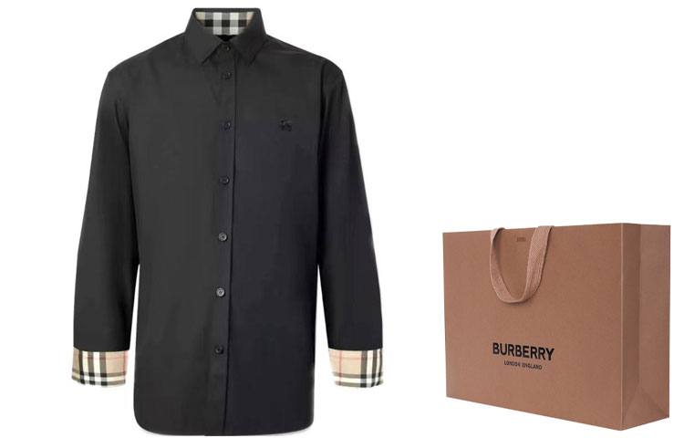 Burberry SS24  Black Classic Check Collar Cuffs Long Sleeve Shirt. 80667631 圖 3