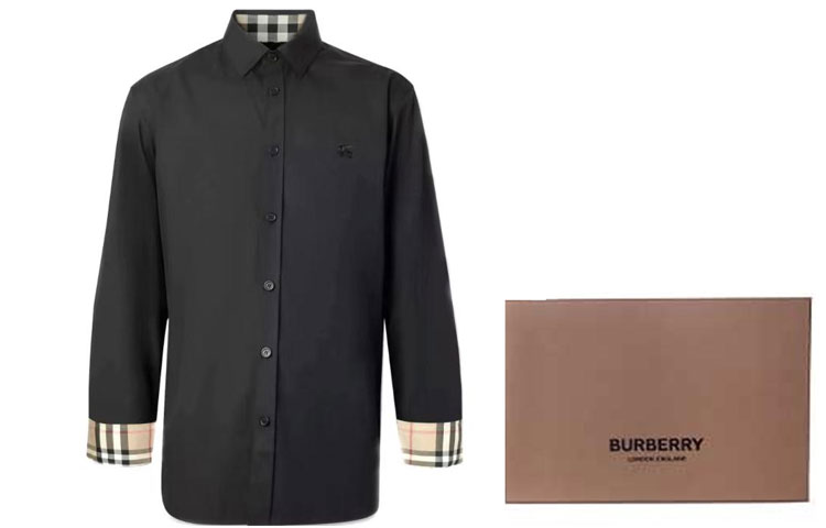 Burberry SS24  Black Classic Check Collar Cuffs Long Sleeve Shirt. 80667631 圖 4