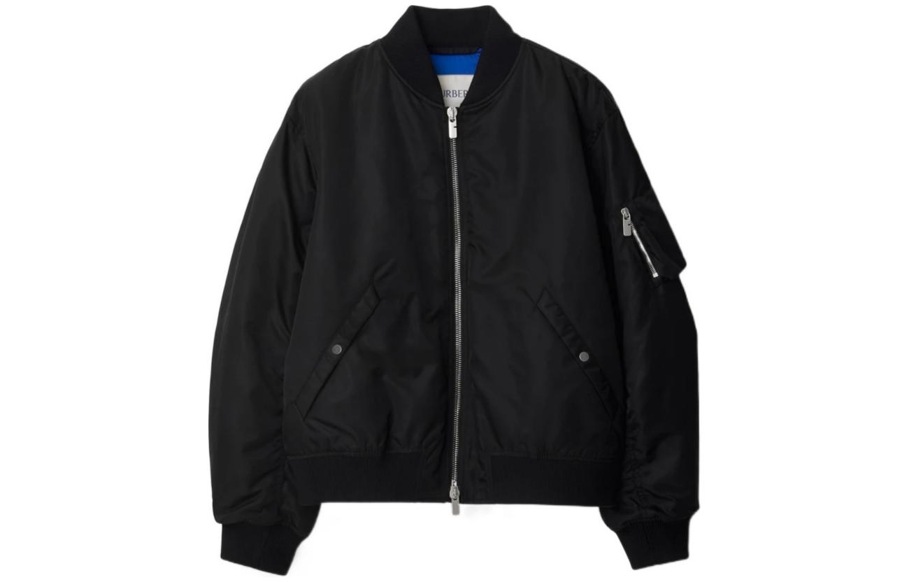 Order Burberry SS24  Black Cotton Jacket with Baseball Collar and Zip Closure. 80833101