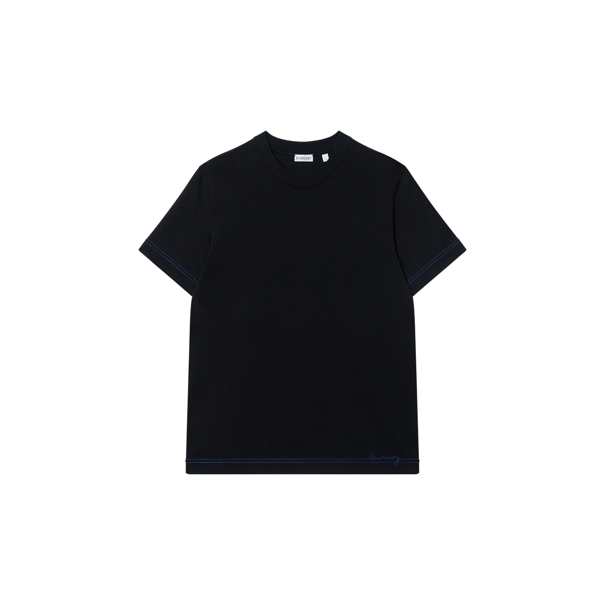 Burberry SS24  Black Crewneck T-Shirt with Logo Embroidery. 80905411