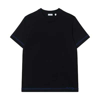 Burberry SS24 Black Crewneck T-Shirt with Logo Embroidery. 80905411