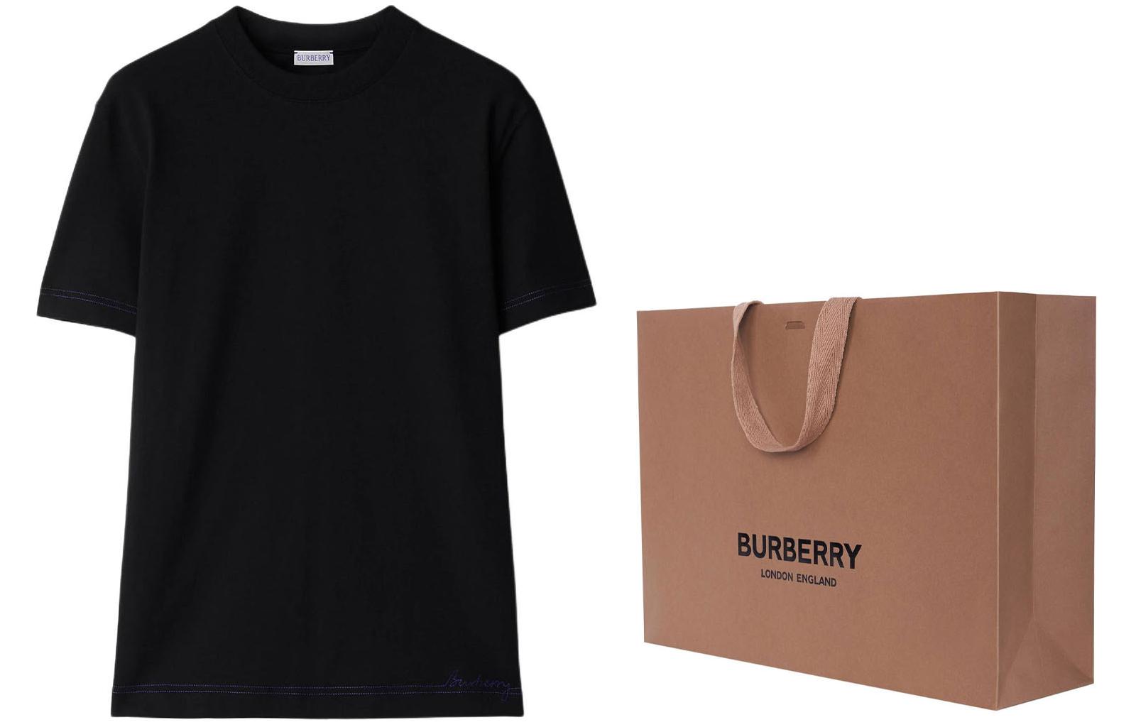 Burberry SS24  Black Crewneck T-Shirt with Logo Embroidery. 80905411 圖 4