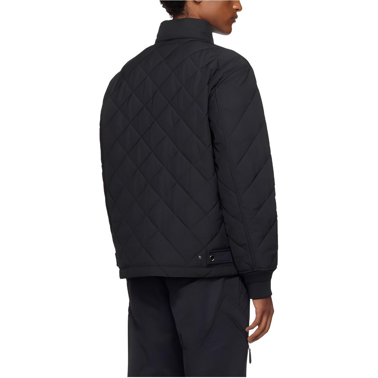 Shop 버버리 SS24 블랙 다이아몬드 퀼팅 코튼 재킷 스탠드 칼라. 80836561