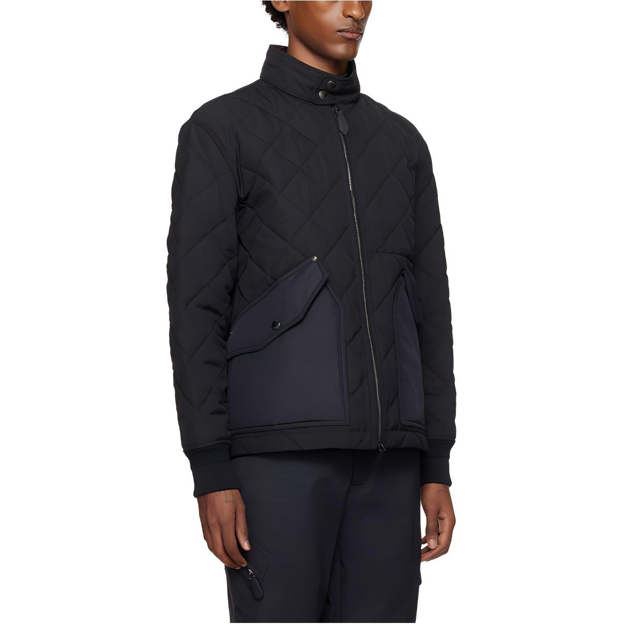 Purchase 버버리 SS24 블랙 다이아몬드 퀼팅 코튼 재킷 스탠드 칼라. 80836561