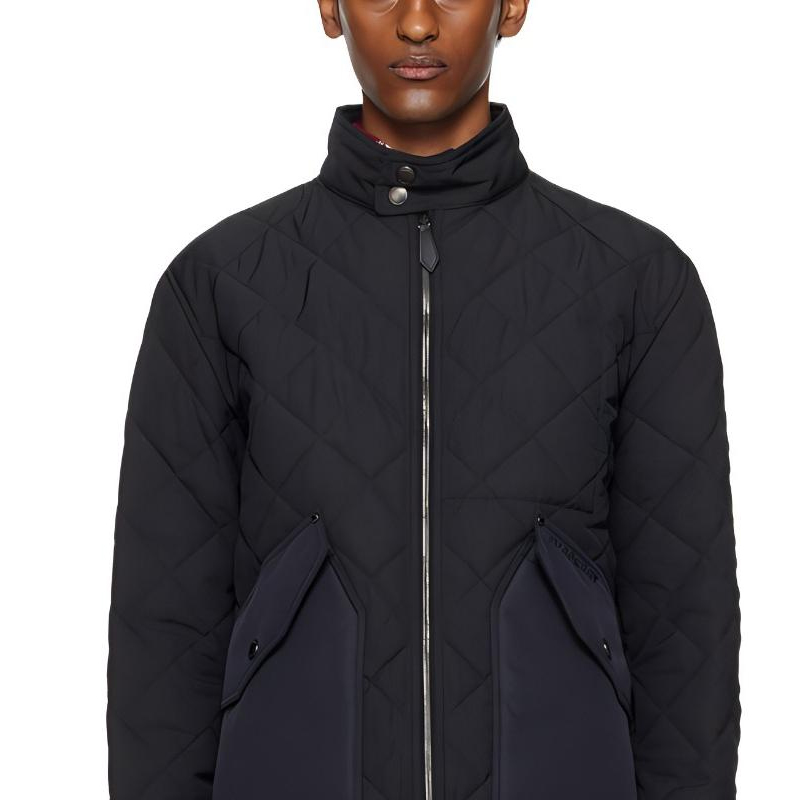 Details for 버버리 SS24 블랙 다이아몬드 퀼팅 코튼 재킷 스탠드 칼라. 80836561
