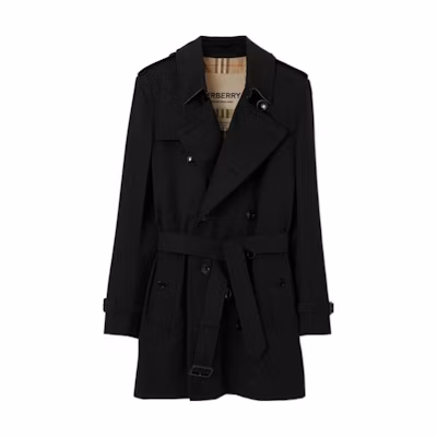 Burberry SS24 Black Double-Breasted Short Trench Coat with Belt. 80793891