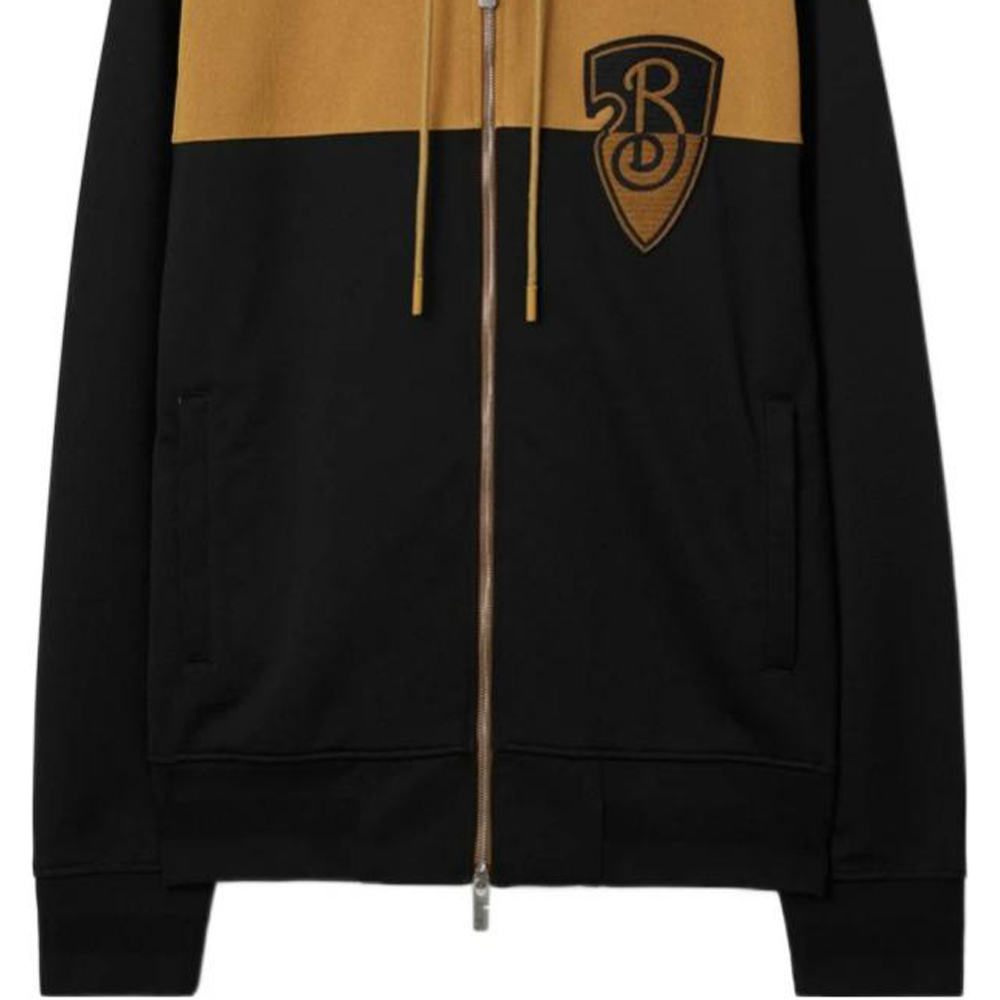 Sizing バーバリー SS24 ロゴ刺繍＆ジッパー付きブラックフーディー. 80990801