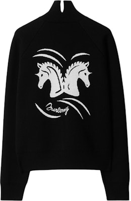 Burberry SS24 Jersey Negro con Motivo de Caballo y Cremallera con Logo. 80988651 Lookbook Burberry SS24 Jersey Negro con Motivo de Caballo y Cremallera con Logo. 80988651