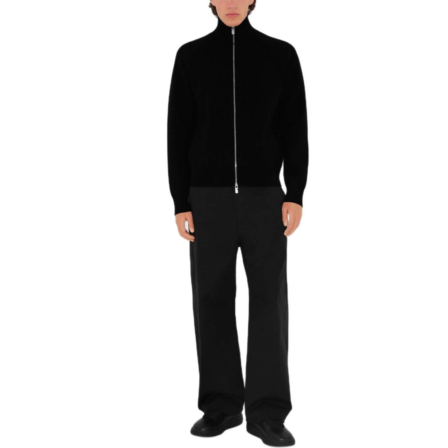 Shop Burberry SS24 Jersey Negro con Motivo de Caballo y Cremallera con Logo. 80988651