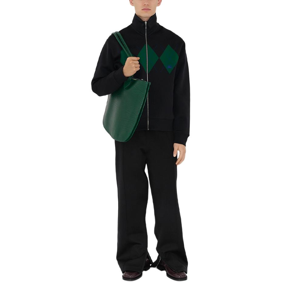 Shop Burberry SS24 Seluar Jogger Hitam Knit dengan Pinggang Elastik. 80832811