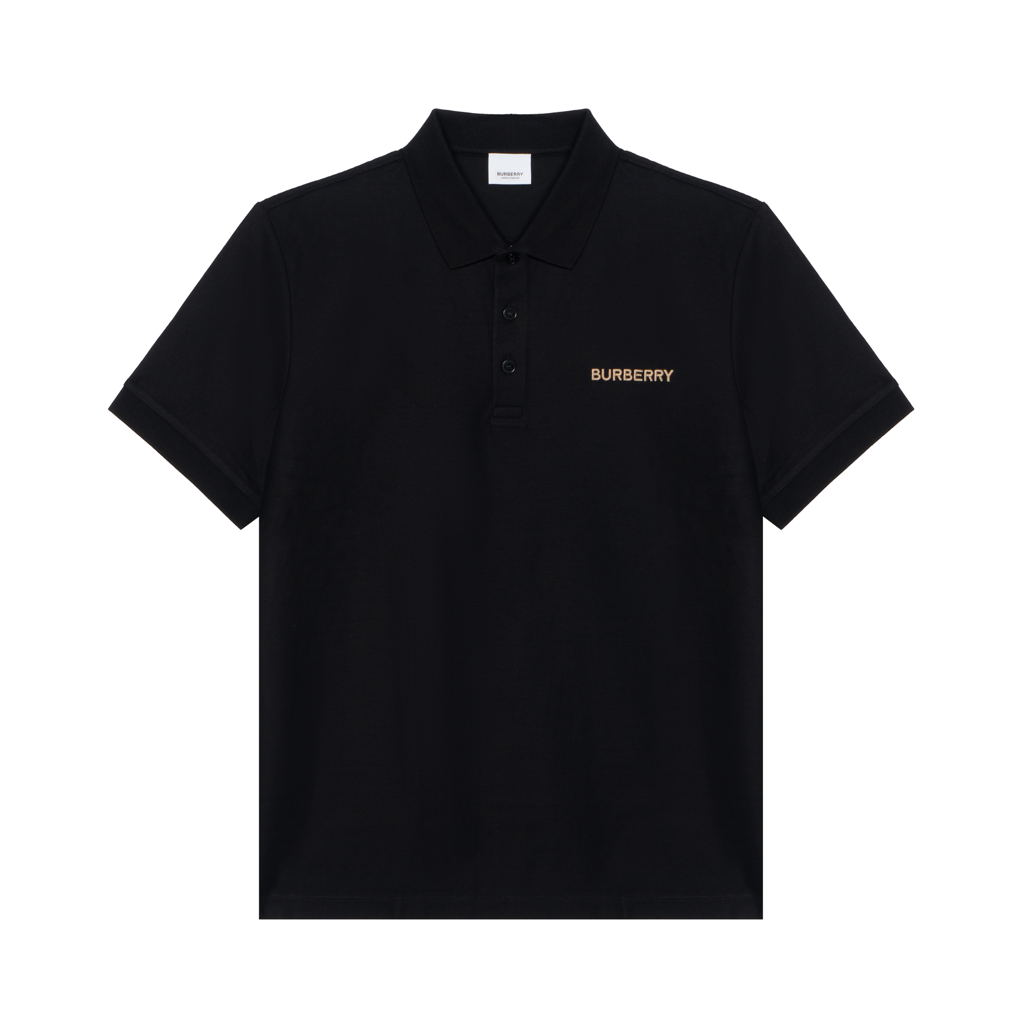 Burberry SS24  Black Logo Embroidered Polo Shirt 80844361