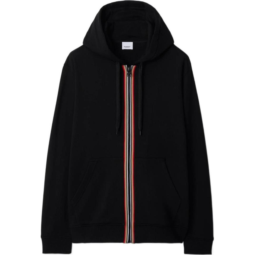 Burberry SS24  Black Logo Zip Hoodie with Drawstring and Patch Pocket. 80844281