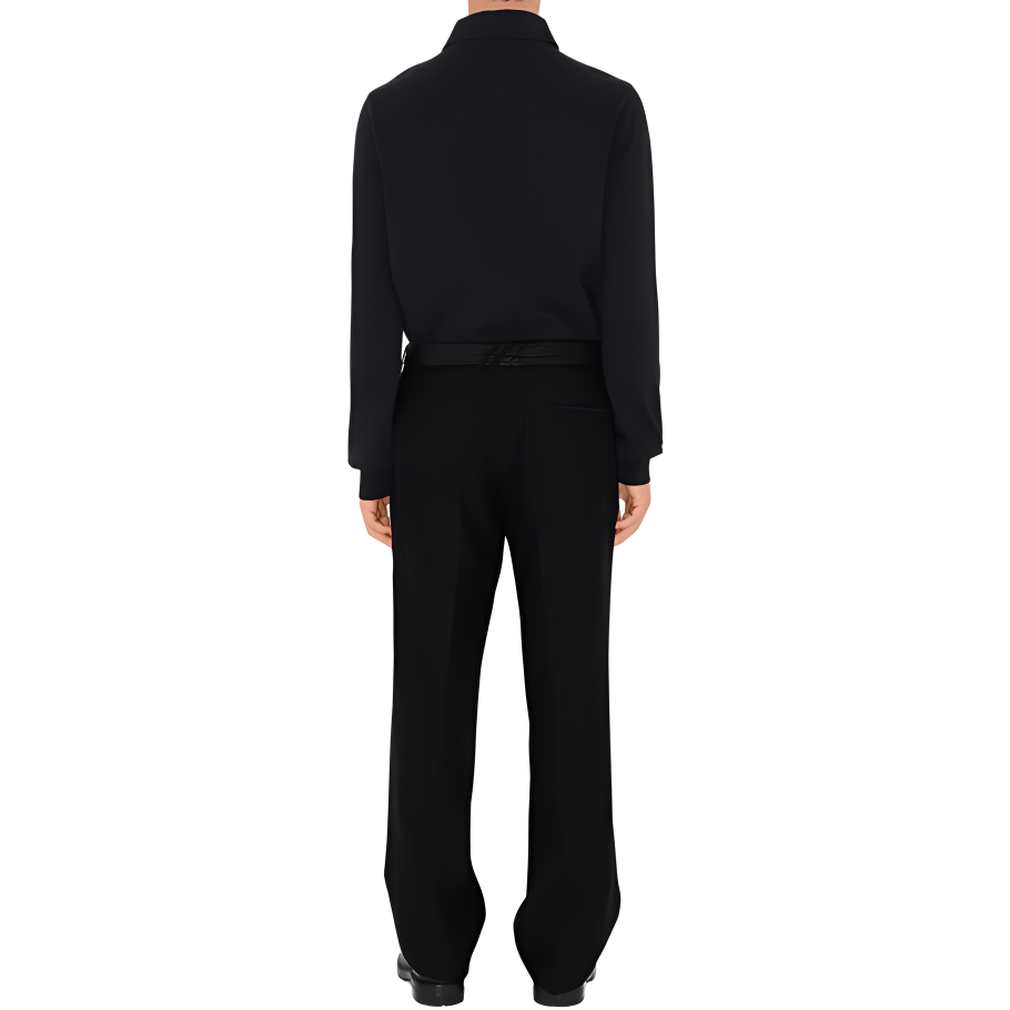 Shop 博柏利 SS24 黑色刺绣标志长袖Polo衫 80947531