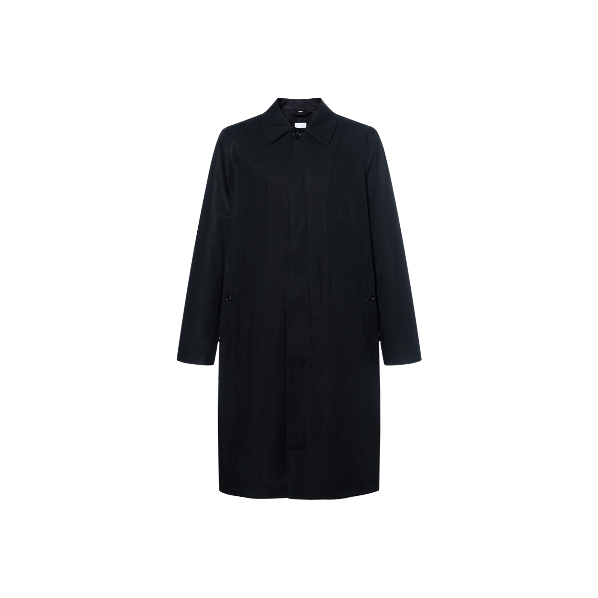 Burberry SS24  Black Mid-Length Solid Color Long Sleeve Button Trench Coat 80842181