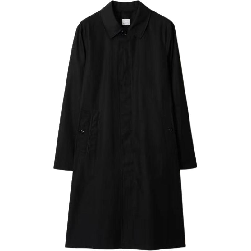 Order Burberry SS24 Trench Negro de Manga Larga y Color Sólido 80842181