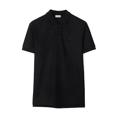 Burberry SS24 Black Plain Logo Embroidered Polo Shirt. 80964251