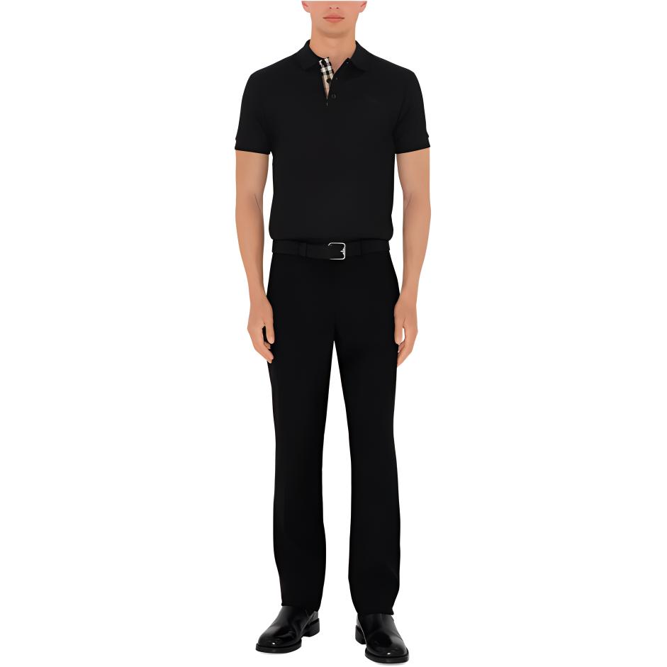 Lookbook バーバリー SS24 ブラック ロゴ 刺繍 ポロシャツ 80964251