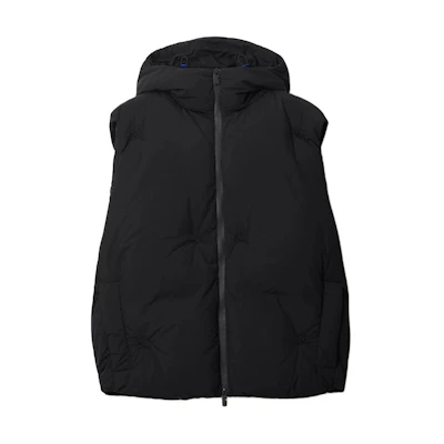Burberry SS24 Black Sleeveless Hooded Puffer Vest Jacket. 80838191