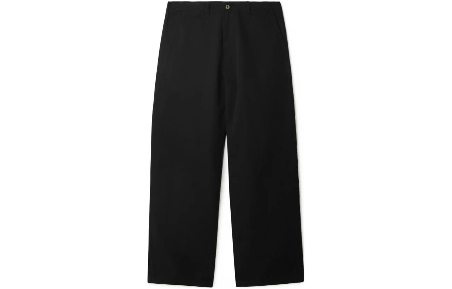 Order Burberry SS24 Celana Hitam Straight-Leg Kasual dengan Detail Jahitan. 80831731