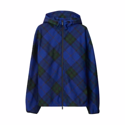 Burberry SS24 Blue Check Print Hooded Zip Jacket 80836181
