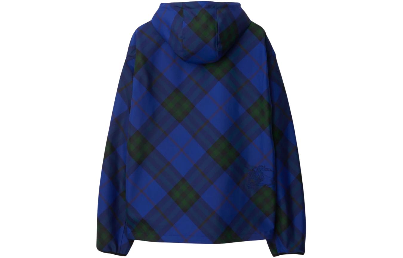 Lookbook Burberry SS24 藍色格紋連帽拉鍊外套 80836181