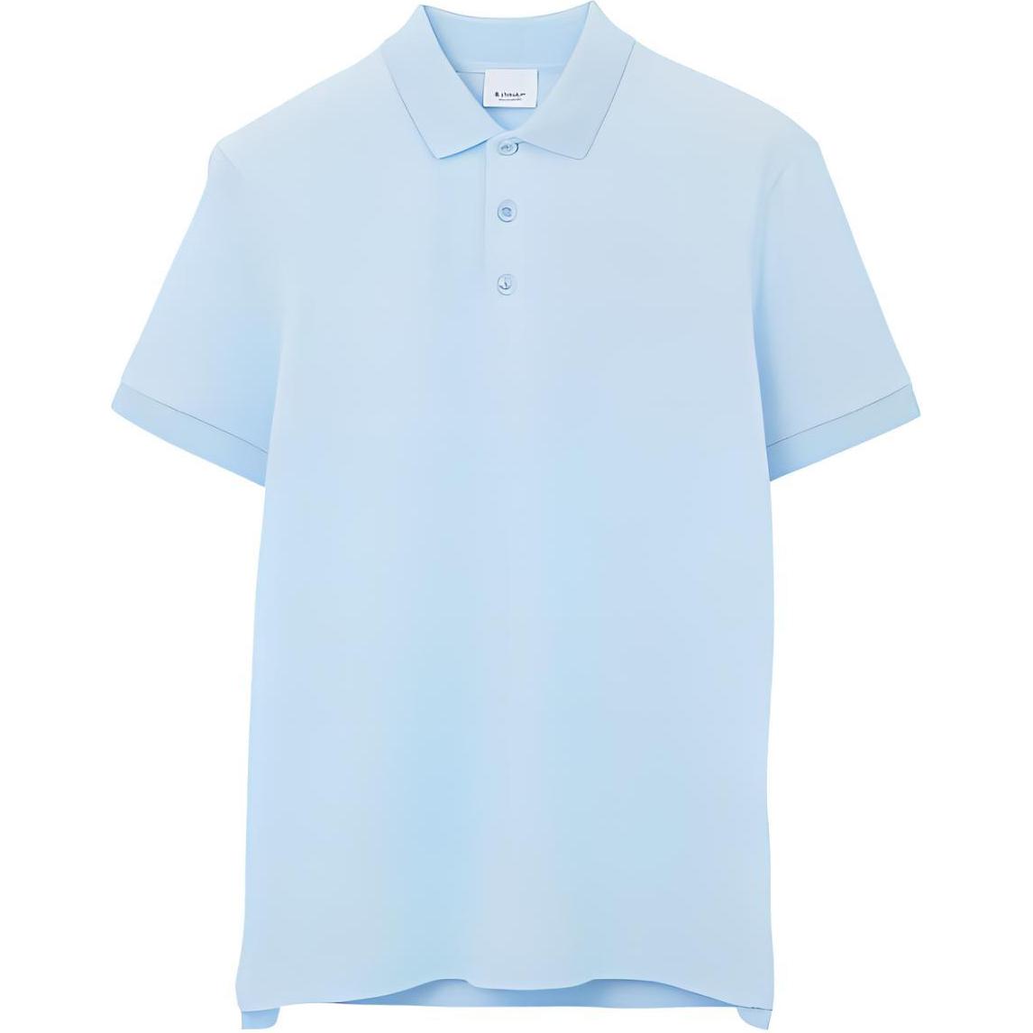 Buy Burberry SS24  Blue Polo Shirt with Solid Color and Logo Embroidery. 80707371