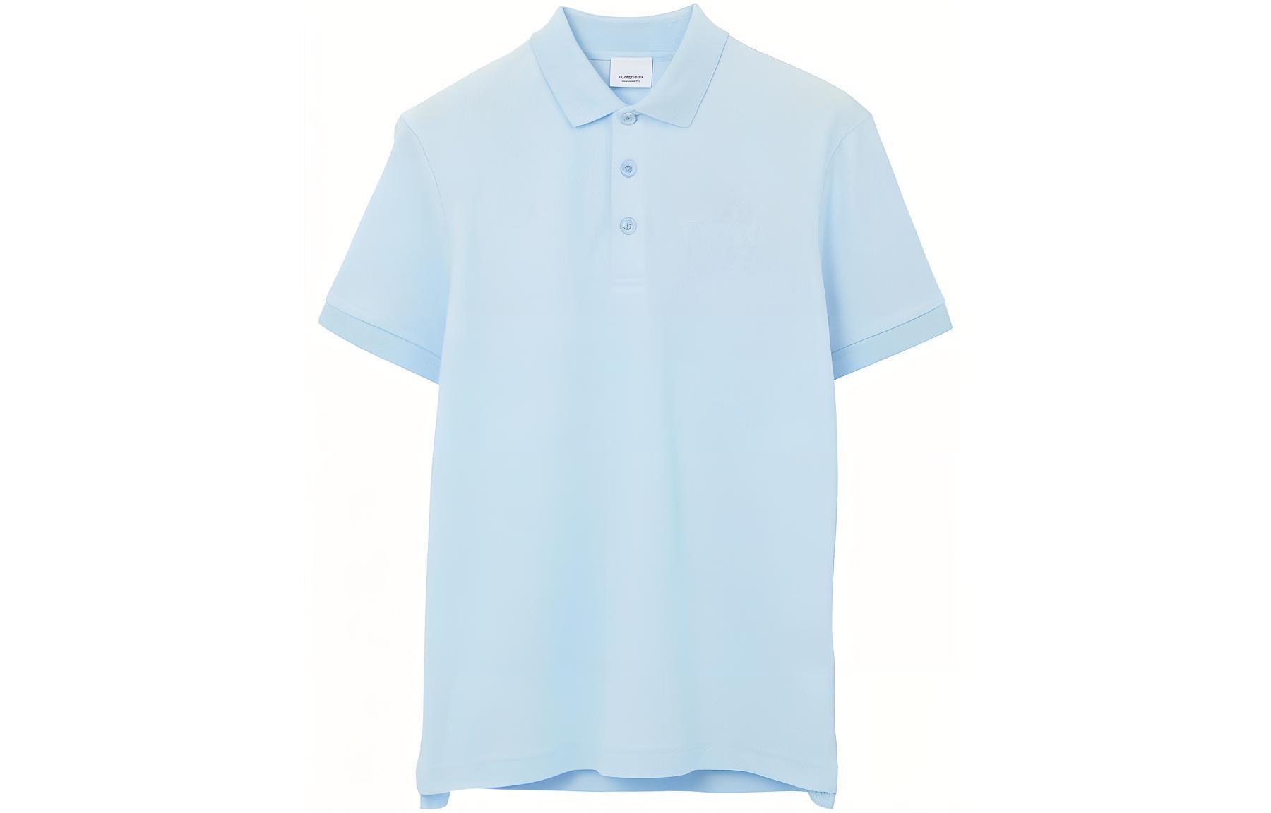 Order Burberry SS24  Blue Polo Shirt with Solid Color and Logo Embroidery. 80707371