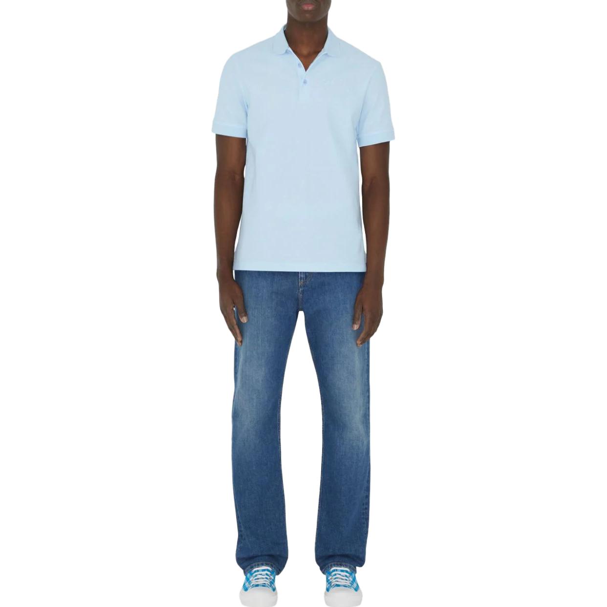 Lookbook Burberry SS24  Blue Polo Shirt with Solid Color and Logo Embroidery. 80707371