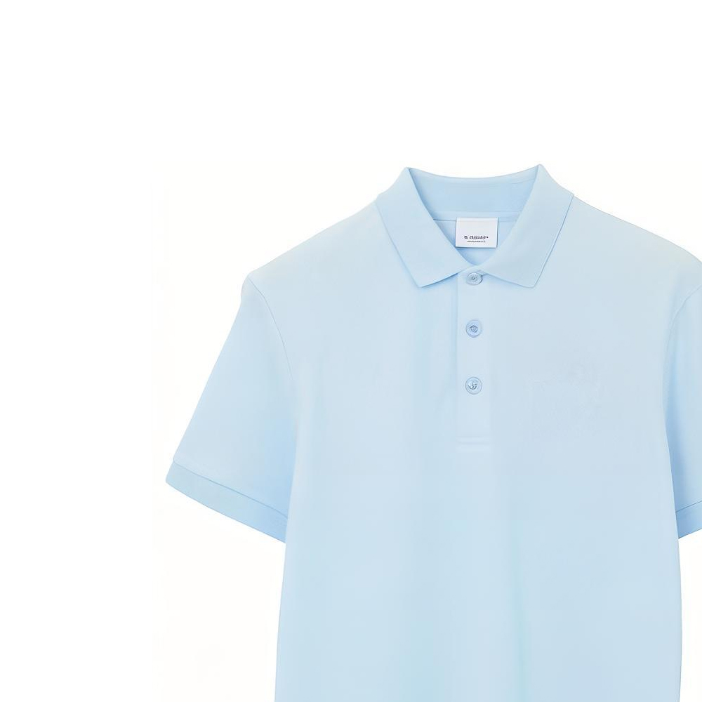 Details for Burberry SS24  Blue Polo Shirt with Solid Color and Logo Embroidery. 80707371