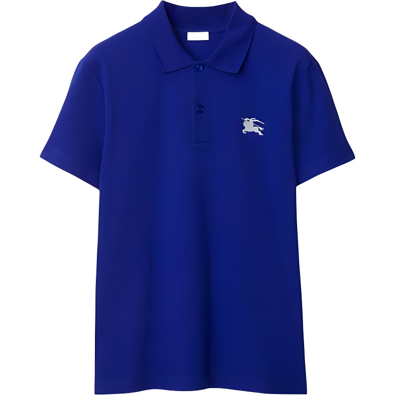Burberry SS24  Blue Short-Sleeve Polo Shirt with Logo Embroidery. 80849361