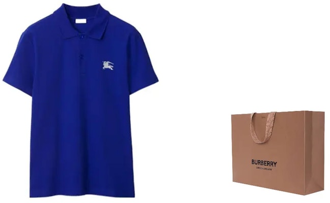 Burberry SS24 藍色短袖POLO衫 帶刺繡標誌款式 80849361 Shop Burberry SS24 藍色短袖POLO衫 帶刺繡標誌款式 80849361