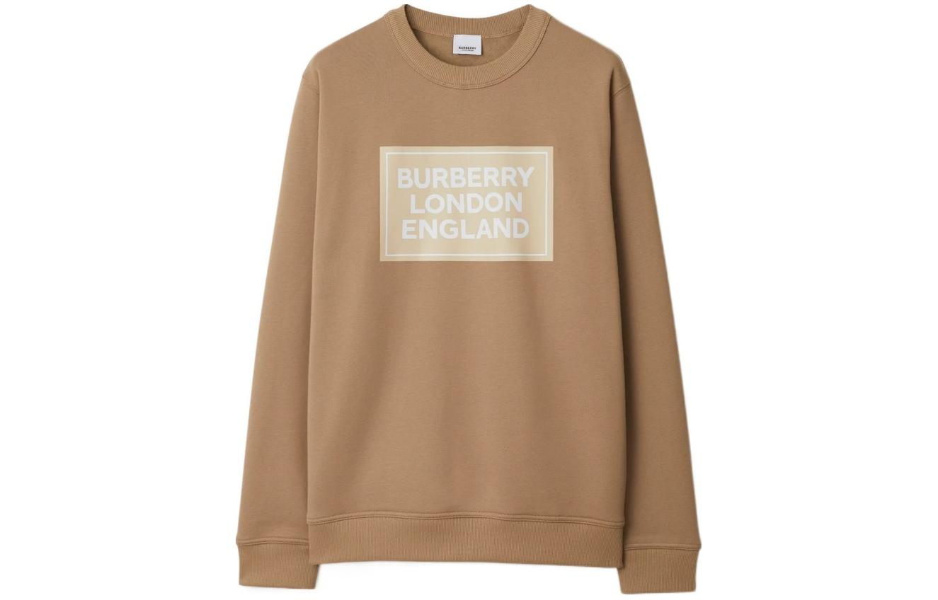 Buy Burberry SS24  Camel Letter Logo Crewneck Long Sleeve Sweatshirt 80843421