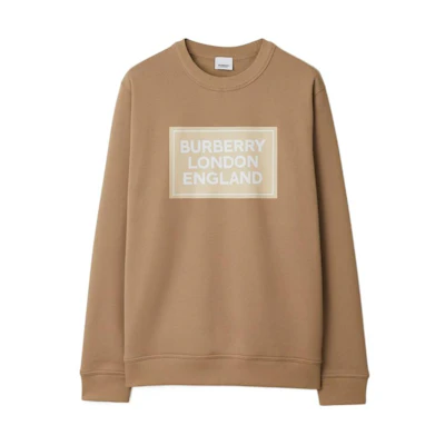 Burberry SS24 Camel Letter Logo Crewneck Long Sleeve Sweatshirt 80843421