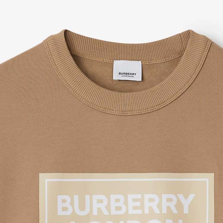 Sizing Burberry SS24  Camel Letter Logo Crewneck Long Sleeve Sweatshirt 80843421