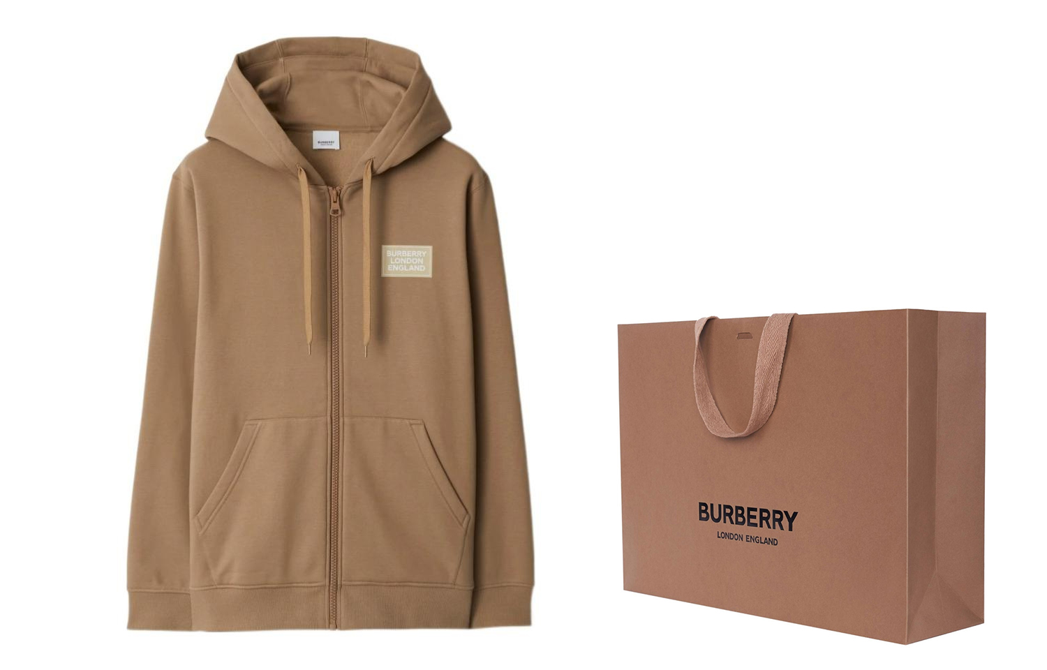 Lookbook 博柏利 SS24 驼色字母印花拉链连帽衫. 80843461