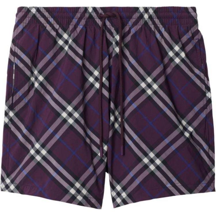 Order Burberry SS24 深紫色格紋輕便抽繩泳褲 80956341
