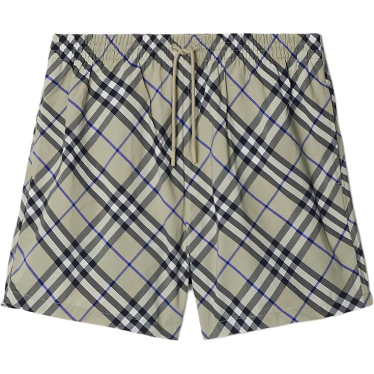 Burberry SS24  Check Mid-Rise Drawstring Swim Shorts Moss Green. 80873361