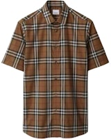 Burberry SS24 Check Print Short-Sleeve Casual Shirt Khaki 80846901 Burberry SS24 Check Print Short-Sleeve Casual Shirt Khaki 80846901