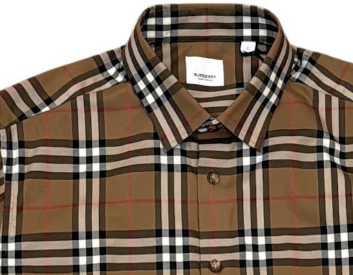 버버리 SS24 체크 프린트 반소매 캐주얼 셔츠 카키 80846901 Details for 버버리 SS24 체크 프린트 반소매 캐주얼 셔츠 카키 80846901