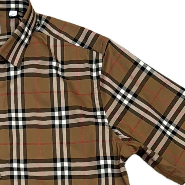 Sizing 버버리 SS24 체크 프린트 반소매 캐주얼 셔츠 카키 80846901