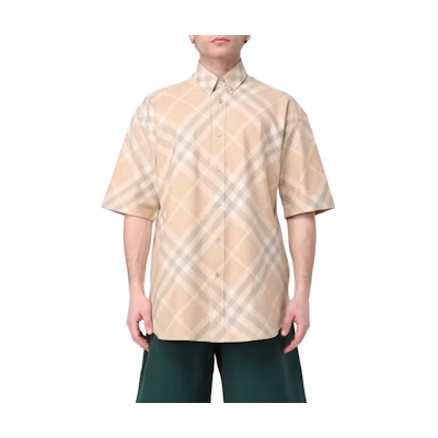 Burberry SS24 Checkered Short Sleeve Loose Fit Button-Down Shirt. 80824781