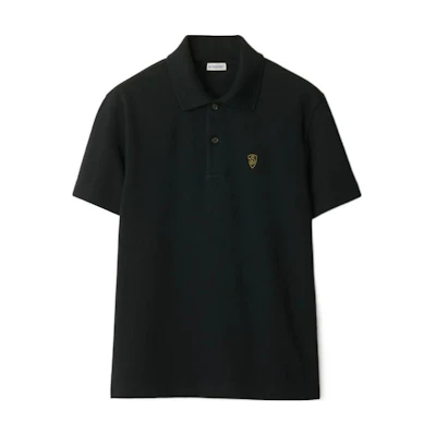 Burberry SS24 Coal Black Solid Color Logo Short Sleeve Polo Shirt. 80998821