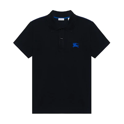 Burberry SS24 Equestrian Knight Logo Slim Fit Black Polo Shirt 80849371