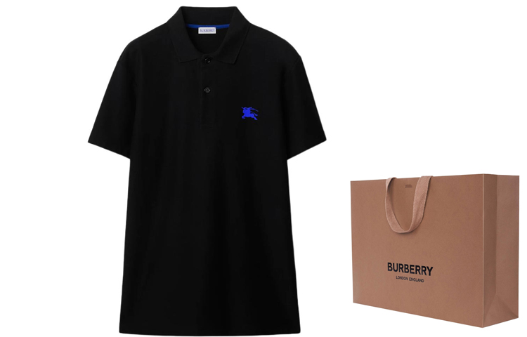 Shop 博柏利 SS24 马术骑士标志修身版黑色 Polo 衫 80849371