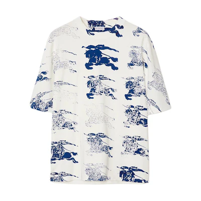Burberry SS24 Full Print Crewneck T-Shirt Raindrop Color Short Sleeve. 80813691