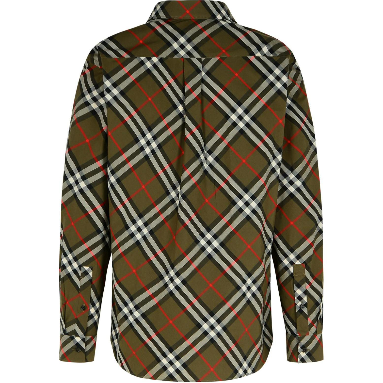 Burberry SS24  Green Check Pattern Long-Sleeve Collared Shirt 80953361 圖 3
